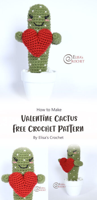 Valentine Cactus Free Crochet Pattern By Elisa's Crochet
