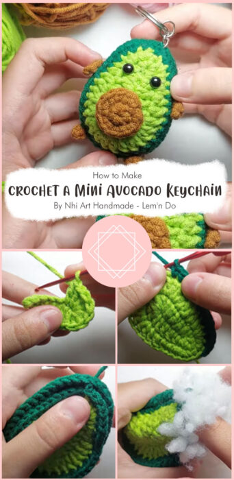 How to crochet a Mini Avocado Keychain By Nhi Art Handmade - Lem'n Do