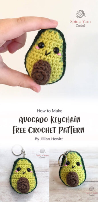 Avocado Keychain Free Crochet Pattern By Jillian Hewitt