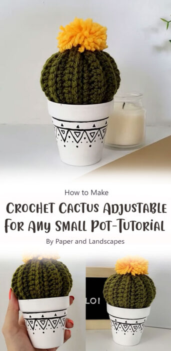 Crochet Cactus Adjustable For Any Small Pot By Paper and Landscapes