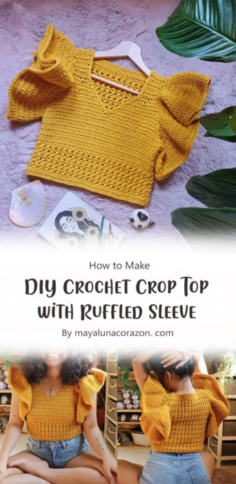 DIY Crochet Crop Top with Ruffled Sleeve By mayalunacorazon. com