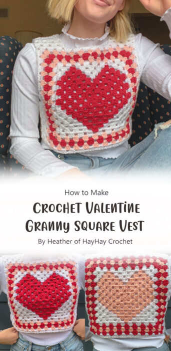 Crochet Valentine Granny Square Vest - Free Pattern By Heather of HayHay Crochet