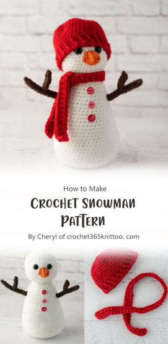 Crochet Snowman Pattern By Cheryl of crochet365knittoo. com