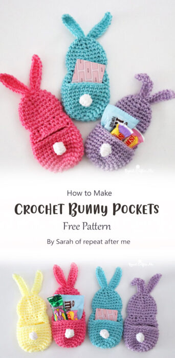 Crochet Bunny Pockets By Sarah of repeat after me