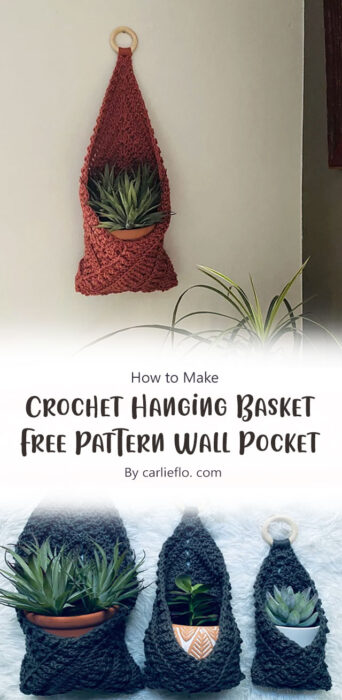 Crochet Hanging Basket - Free Crochet Pattern Wall Pocket By carlieflo. com