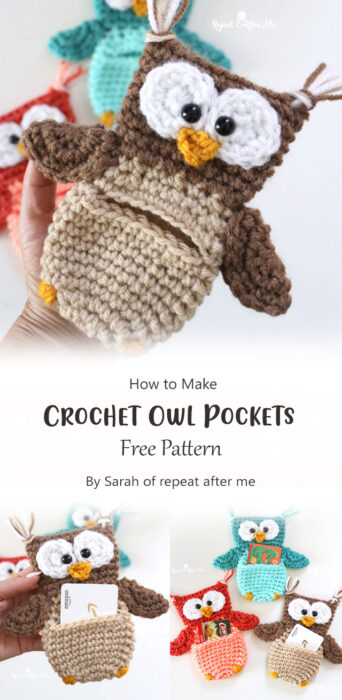 Crochet Owl Pockets By Sarah of repeat after me