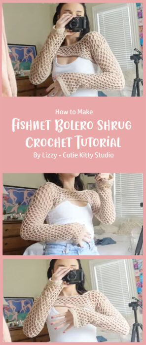 Fishnet Bolero Shrug - Crochet Tutorial By Lizzy - Cutie Kitty Studio