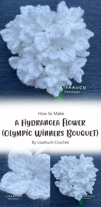 How to crochet a Hydrangea Flower (Olympic Winners Bouquet) By LisaAuch Crochet