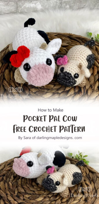 Pocket Pal Cow Free Crochet Pattern By Sara of darlingmapledesigns. com