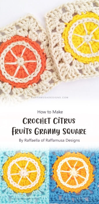 Crochet Citrus Fruits Granny Square - Free Pattern By Raffaella of Raffamusa Designs