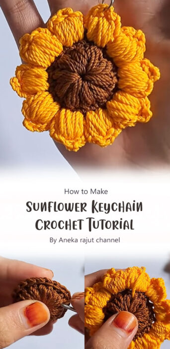 Sunflower Keychain Crochet Tutorial By Aneka rajut channel