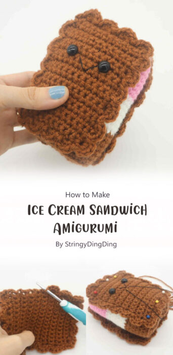 Ice Cream Sandwich Amigurumi - Free Crochet Pattern By StringyDingDing