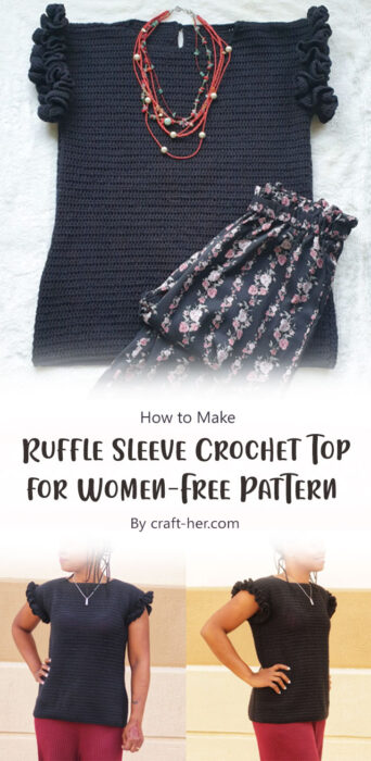 Ruffle Sleeve Crochet Top for Women - Free Pattern By craft-her. com