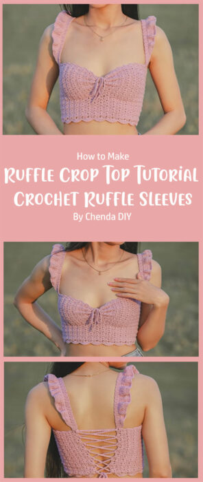 Crochet Ruffle Crop Top Tutorial - Crochet Ruffle Sleeves By Chenda DIY