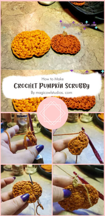 3rd Day Of Halloween: Crochet Pumpkin Scrubby By magicowlstudios. com