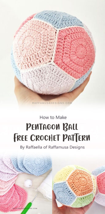 Pentagon Ball - Free Crochet Pattern By Raffaella of Raffamusa Designs