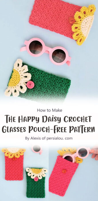 The Happy Daisy Crochet Glasses Pouch - Free Pattern By Alexis of persialou. com