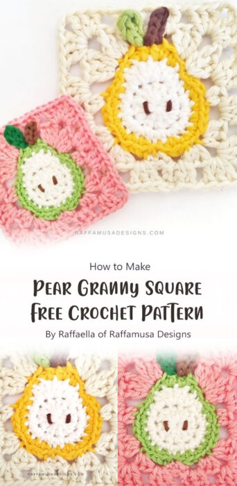 Pear Granny Square - Free Crochet Pattern By Raffaella of Raffamusa Designs