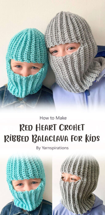 Red Heart Crohet Ribbed Balaclava for Kids By Yarnspirations