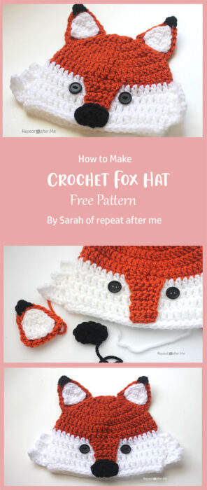 Crochet Fox Hat By Sarah of repeat after me