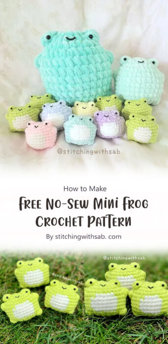 Free No-Sew Mini Frog Crochet Pattern By stitchingwithsab. com
