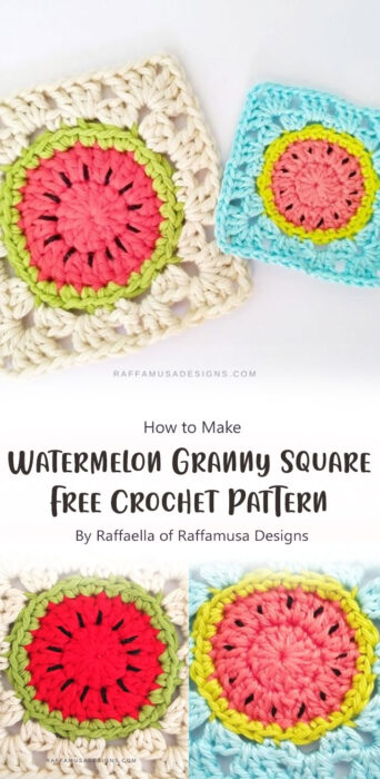 Watermelon Granny Square - Free Crochet Pattern By Raffaella of Raffamusa Designs