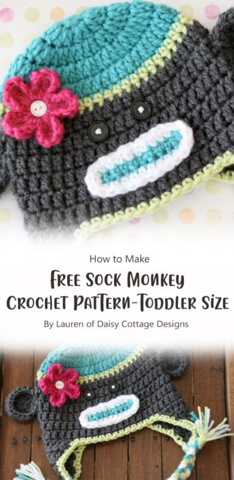 Free Sock Monkey Crochet Pattern (Toddler Size) By Lauren of Daisy Cottage Designs