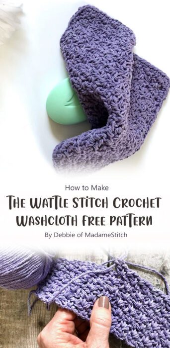 The Wattle Stitch Crochet Washcloth free pattern By Debbie of MadameStitch