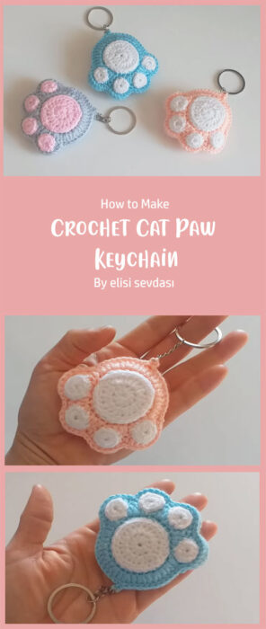 Crochet Cat Paw Keychain By elisi sevdası