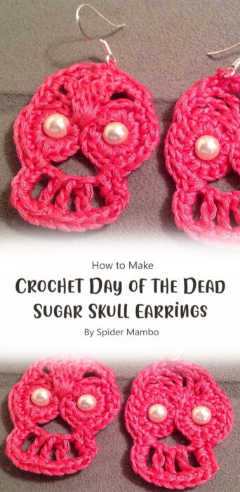 Crochet Day of the Dead Sugar Skull Earrings By Spider Mambo