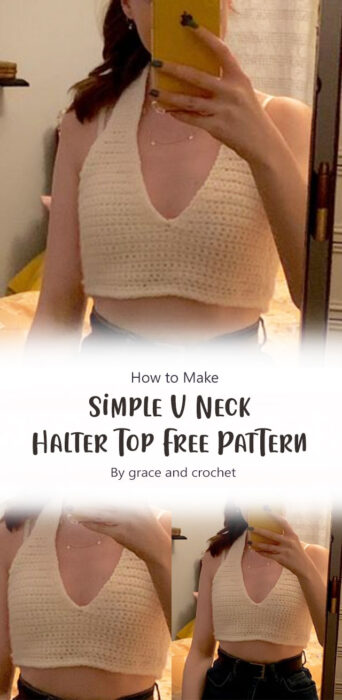 Simple V Neck Halter Top Free Pattern By grace and crochet