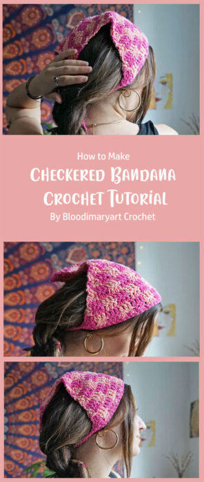 Checkered Bandana Crochet Tutorial By Bloodimaryart Crochet