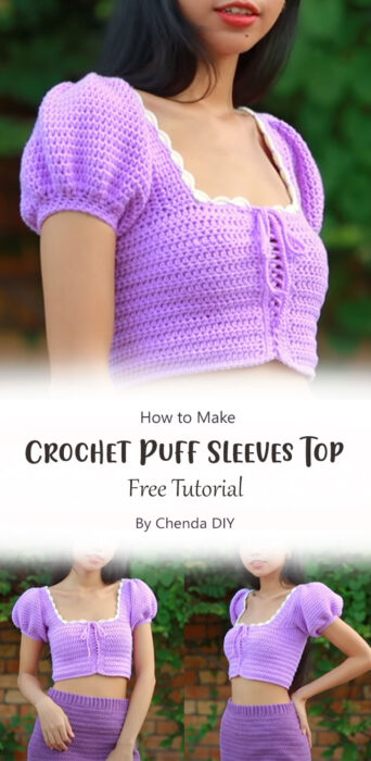 Crochet Puff Sleeves Top By Chenda DIY