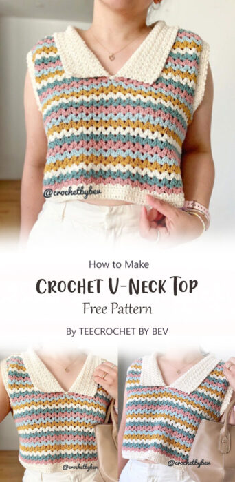 Crochet V-Neck Top By TEECROCHET BY BEV