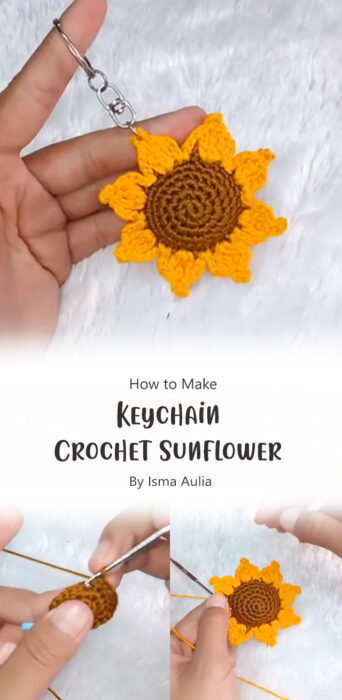 Keychain Crochet Sunflower By Isma Aulia