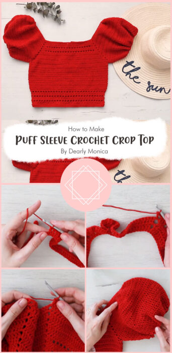 Puff Sleeve Crochet Crop Top By Dearly Monica