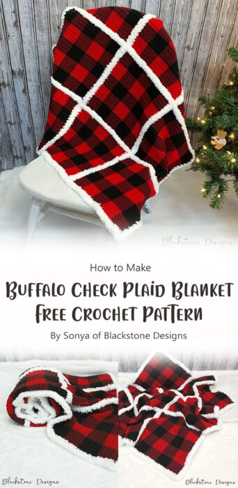 Buffalo Check Plaid Blanket - Free Crochet Pattern By Sonya of Blackstone Designs'