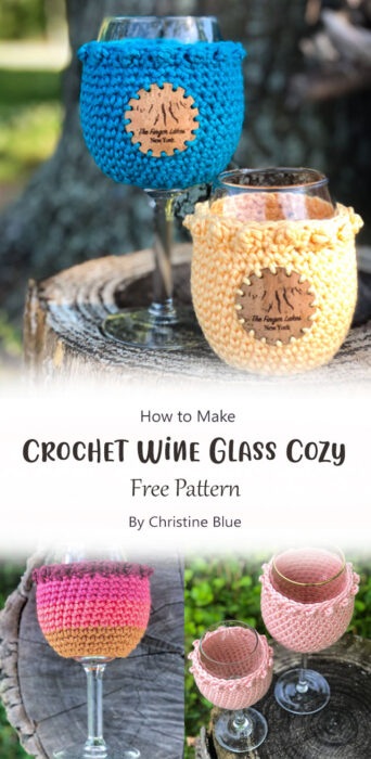 Crochet Wine Glass Cozy By Christine Blue