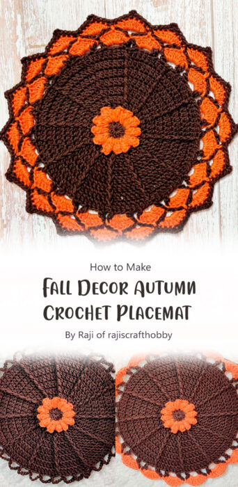 Fall Decor Autumn Crochet Placemat By Raji of rajiscrafthobby