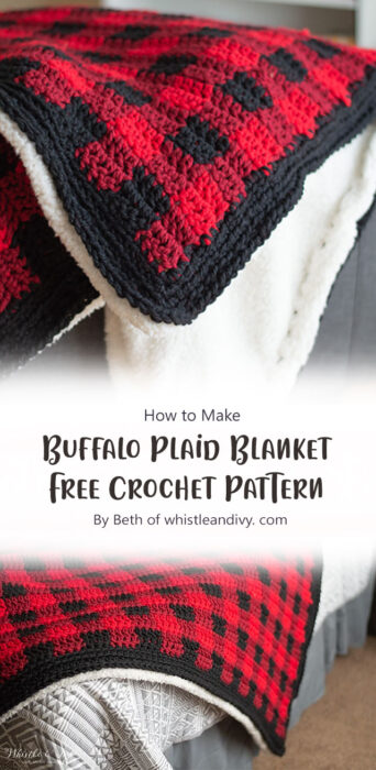Crochet Buffalo Plaid Blanket - Free Crochet Pattern By Beth of whistleandivy. com