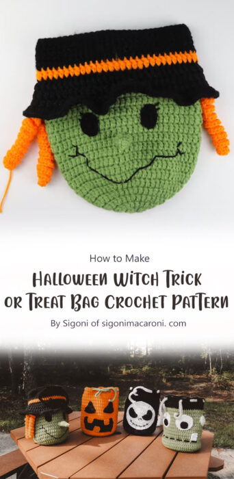 Halloween Witch Trick or Treat Bag Crochet Pattern By Sigoni of sigonimacaroni. com