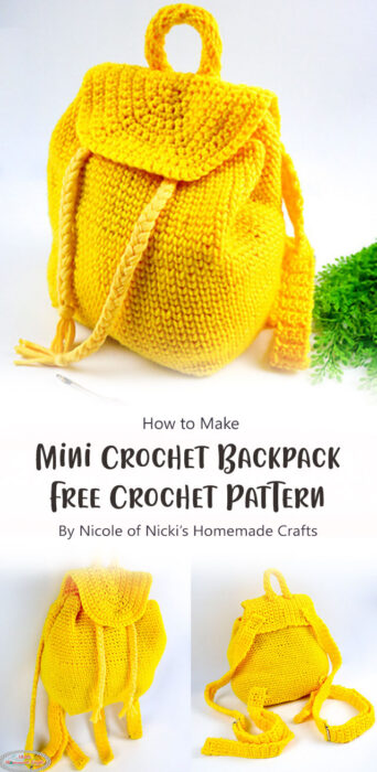 Mini Crochet Backpack - Easy Free Crochet Pattern for School By Nicole of Nicki’s Homemade Crafts