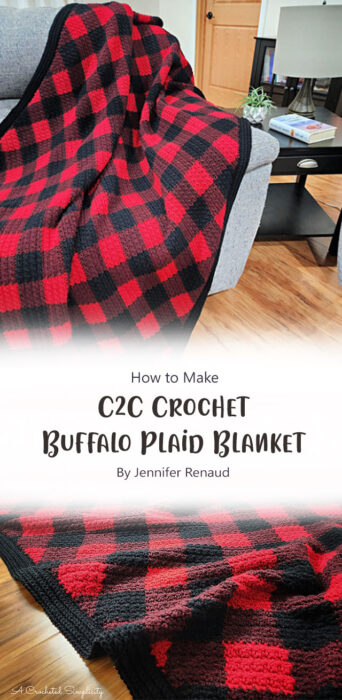 C2C Crochet Buffalo Plaid Blanket By Jennifer Renaud