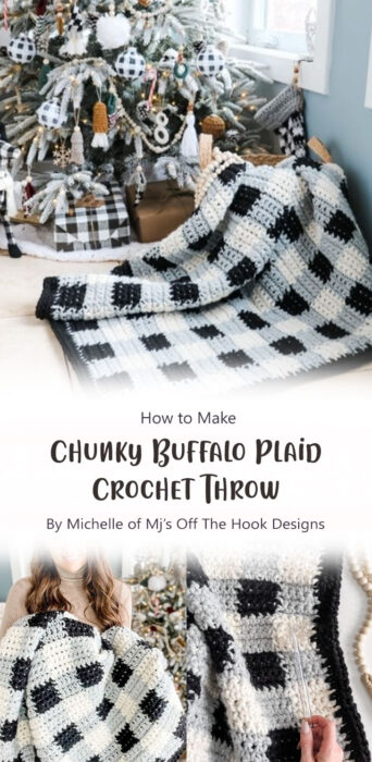 Chunky Buffalo Plaid Crochet Throw By Michelle of Mj’s Off The Hook Designs