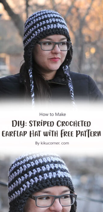DIY: Striped Crocheted Earflap Hat with Free Pattern By kikucorner. com