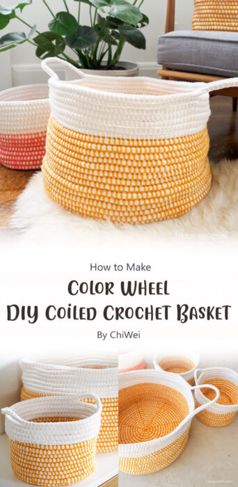 Color Wheel DIY Coiled Crochet Basket By ChiWei