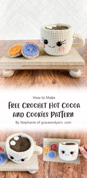 Free Crochet Hot Cocoa and Cookies Pattern By Stephanie of graceandyarn. com
