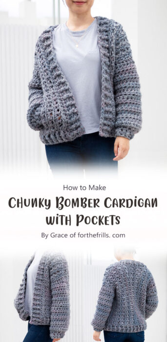 Chunky Bomber Cardigan with Pockets - Free Pattern + Video Tutorial By Grace of forthefrills. com