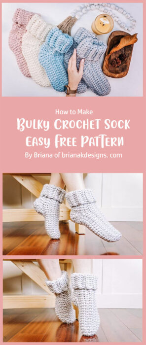 Bulky Crochet Sock - Easy Free Pattern For Cushy Slippers By Briana of brianakdesigns. com