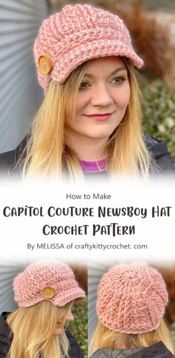 Capitol Couture Newsboy Hat - Crochet Pattern By MELISSA of craftykittycrochet. com